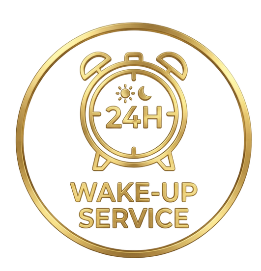 Premium gold icon representing 24 hour hotel reception and guest services elegant and minimalist design symbolizing immediate support and assistance stylized reception desk or customer service r 7