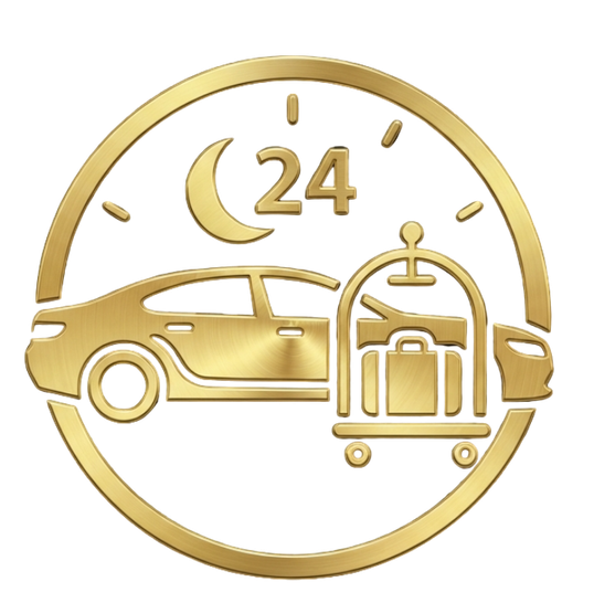 Premium gold icon representing 24 hour hotel reception and guest services elegant and minimalist design symbolizing immediate support and assistance stylized reception desk or customer service r 9